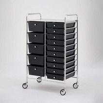 미용실트레이 트롤리 펜트리 왜건 츄레이 집게핀, 더블12서랍형 투명 15