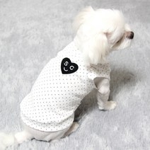 도기코디 SC하트 도트 강아지옷 티셔츠, 흰색