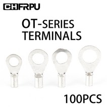 배선 케이블 커넥터 케이블 와이어 커넥터 압착 OT 비 절연 링 포크 O 형 주석 도금 황동 단자 구색 키트, 4-6 100PCS