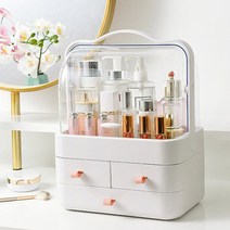엘코코 먼지없는 분리형 뚜껑있는 대용량 화장품 정리대 정리함 보관함 9종, 하이클래스 특대형-핑크