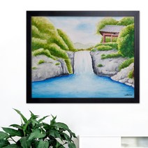 나봄갤러리 폭포그림 lll 돈들어오는그림 폭포사진 재물운, 1.심플 블랙 액자