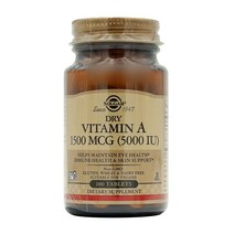 솔가 드라이 비타민 A 1500 mcg (5000 IU) 100 타블렛, 1병, 100정