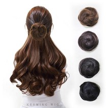 똥 머리 가발 올림 붙임 헤어 피스 반 부분 헤어 뽕 셀프 당고 만두 승무원 한복 가채, 상품선택, 가발-라이트 브라운