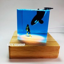 바다 고래 우영우 혹등고래 범고래 문진 조명등 무드등 조명 장식, 범고래 조명