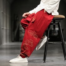 빅사이즈 남자 똥싼바지 알라딘 와이드 스트릿 치노 팬츠 바지 코튼 린넨 캐주얼 조깅