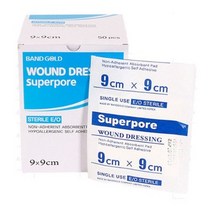 슈퍼포아 3호 9cm x 9cm 50매 멸균 반창고 상처 드레싱 밴드, 1개