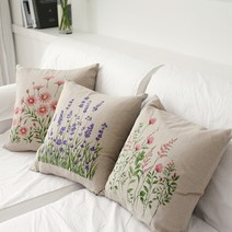 [바보사랑] 야생화 북유럽 린넨 쿠션3종 세트45x45 (솜포함)