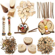 [문구조아] 나무 조각 천연 나무 조각 나무토막 미술 공예재료 13번, 9개