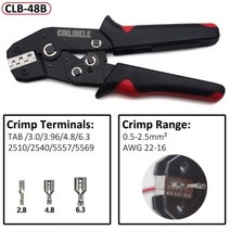 남성/여성 스페이드 압착 단자 도구 전기 펜치 절연 슬리브 와이어 랩 커넥터 SN-48B, CLB-48B
