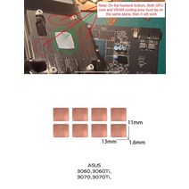 GPU VRAM 열 패드 구리 방열판 마이너 그래픽 카드 워터 블록과 최고의 냉각 사용 RTX3060 3070 3080 30905600 5700, 30603070Ti  GPUII+VRAM Memory