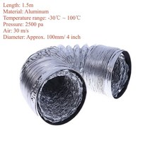 PVC 알루미늄 튜브 공기 환기 파이프 호스 유연한 배기 덕트 시스템 욕실 4 인치 100mm 3 m 2m, 01 4inch
