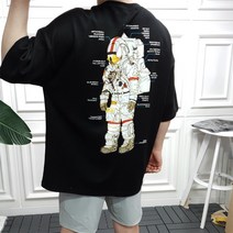 프롬엘 남자 우주인 프린팅 오버핏 반팔티셔츠(5COLOR)