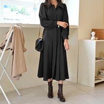 데일리앤 모즐린 플레어 카라 롱 셔츠 원피스 하객룩