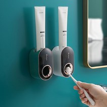 치약짜개 치약 짜는 기계 자동 디스펜서 꽂이 걸이 어린이 가족 위생 무타공 부착식 양치 치솔 칫솔, No.01 골드라인 디스펜서 화이트