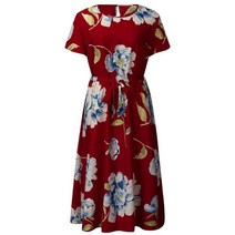 여성 5xl o-넥 반팔 플라워 프린트 파티 유럽 스타일 레이스 업 용 원피스 45