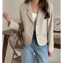 여성 데일리 봄 블레이저 크롭 체크 자켓 정장 오피스 하객룩