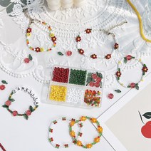 샤론델 크리스탈 라운드 비즈팔찌 만들기 세트 제주동백타입 1-28 제주도 기념품 동백꽃, 2.0.5mm우레탄줄+본드