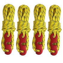 텐트 천막 타프 고정용 스트링로프 4M 4개 구조물 화물용 빙벽장비 그늘막 아웃도어용, 반사로프4M+후크세트4개입(블랙)