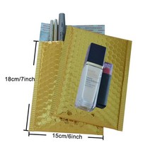 TailStar 안전봉투 50PCS 홀로그램 금속 버블 메일러 글 래 머 실버 음영 호 일 쿠션 웨딩 가방 패딩 봉투, [21] Gold15x20cm