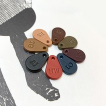 팝아일랜드 가죽라벨 물방울 이니셜 각인 장식, 선택안함, 레드