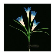 엠케이유통 LED 태양광 정원 백합 꽃등 (97379) 레인보우 화단 산책로 계단 실외 꽃길 조명 조화 베란다 꾸미기, 블루