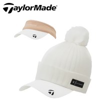 테일러메이드 코리아 겨울 골프모자 여성용 벨 니트 비니 바이저 화이트베이지 프리사이즈, 여성 겨울 골프모자 TD408
