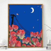 튤립 디지털 유화 DIY 채색 채색 심플 플라워 장식 그림 풍경 채색 유채화, BK144-월하자술향, 50*65송외틀【색상비고】