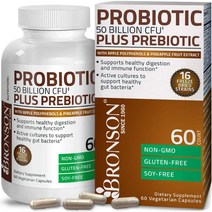 Bronson Probiotic 50 Billion CFU Plus Prebiotic 브론슨 프로바이오틱스+프리바이오틱스 500억 유산균 60베지캡슐, 1개, 단품, 상세참조