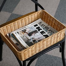 달빛마켓 내츄럴 볼튼 납작 사각 수납 라탄바구니 바스켓 베이지