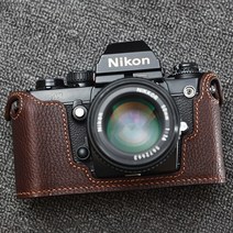 카메라 케이스 가방 소프트 하드 방수 캐리어 Funper 니콘 F3HP F3T 카메라 가죽커버 리얼 소가죽 가방 하프 커버 보호대 앤티크 액세서리, 02 블랙(광택면)