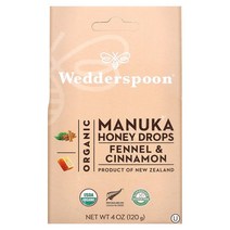 Wedderspoon 오가닉 마누카 꿀 드롭 회향 계피 맛 Manuka Honey 120g 1팩