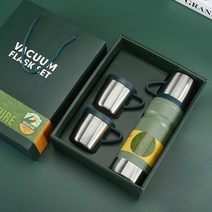 JINUS 작은보온병 휴대용 미니 마호병 680ML 진공 선물 보온병 커피 텀블러 용 음료 스테인레스 스틸 병 절연 스탠리, [01] 680ml, [05] green gift set