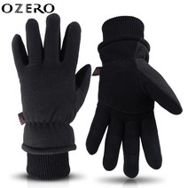 OZERO 오제로 방한 장갑 사슴가죽 플리스 방수 방풍 겨울용 내마모 남녀공용, 블랙