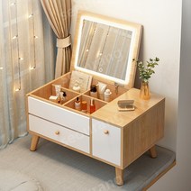 학생 화장대 초등 공주 주니어 중 고등 학생 여학생 원룸 개폐형, 10.80CM 웜화이트 [스마트 삼색조절거울]