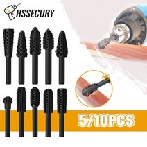 소형 탁상 밀링머신 서프파이프 선반가공 탁상바이스 밀링기 510pcs 드릴 비트 금속 로터리 버 드릴 비트 나무 파일 그라인더 밀링 rasp 나무 돌 금속 루트 조각 밀링, 10pcs 블랙