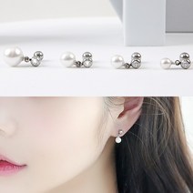 엠스타일 진주 드롭 피어싱 다양한 사이즈의 뽀얀 진주 포인트 드롭피어싱