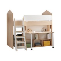 슈에뜨 어린이 수납 벙커 침대+와이드 책상, 오크_모카