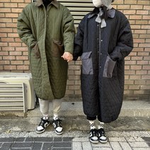 남녀공용 퀄팅 왕박시 롱 패딩 야상 점퍼