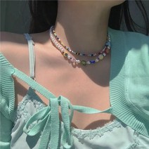 원석 비즈 봄 유리 여름 크리스탈 초커 플라워 진주 DIY 포인트 팔찌 목걸이