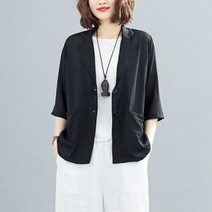 녕동 여성의류 여자옷 여자 린넨 자켓 마자켓 여름 반팔 캐주얼 루즈핏+사은품
