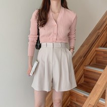 코지 여자 아메카지룩 데일리 뒷밴딩 핀턱 5부 숏팬츠