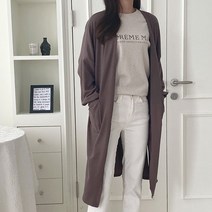 네추럴 포켓 롱 가디건 여성용 빅사이즈 오버핏