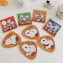 빈티지 스누피 티코스터 2p 컵받침 세트, 레드