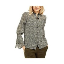 $98 Michael Kors Floral Long Sleeve Mock Button Up Wear to Work Top 그린 XL