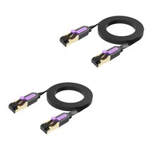 벤션 칼국수형 CAT.7 랜선 랜케이블 SSTP 10Gbps a.블랙 0.5m X 2개, 블랙, 2개입