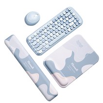 RUN 기술 3D 메모리폼 마우스 패드 팜레스트   키보드 손목 받침대 세트 게이밍 컴퓨터 사무용 보호 쿠션, 방형 블루