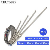 열전대 M8 1m 2m 3m 4m 5m 타입 K E J PT100 50mm 150mm, 4M 타입 K, 100mm