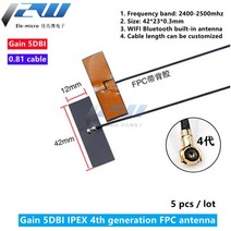 dmb안테나 tv 5 개몫 wifi 2.4g 고 이득 5dbi 내장 유연한 fpc 소프트 지그비 블루투스 모듈 ipex1ipex4-k 패치 5dbi, fpc-ipex4 케이블, 20cm