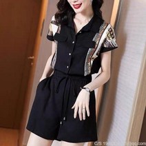 라오농 여성 점프수트 반팔 블라우스 쉬폰 반바지 여름 84 +KIR06X