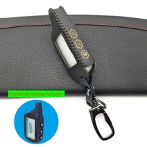 starline a91 leather keychain key shell case for russian version starline a91 lcd 양방향 원격 제어 자동차 경보 시, 검은 선